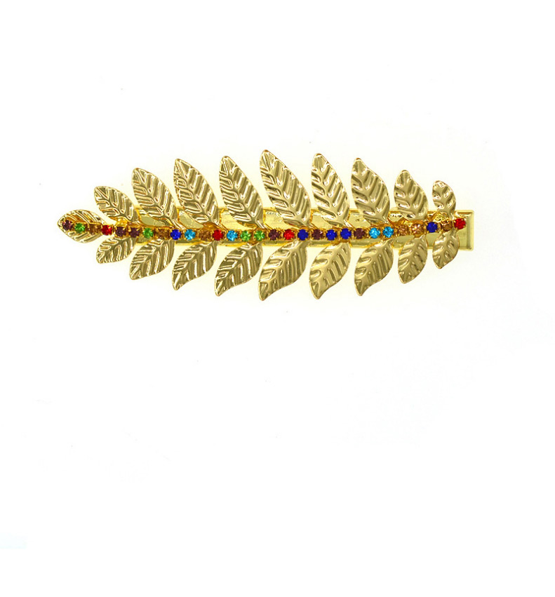 Fashion Golden Rhinestone Cut Crystal Leaves Dripping Geometric Hairpin,Hairpins