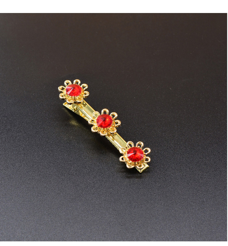 Fashion Golden Embossed Geometric Hairpin With Diamond Leaves,Hairpins