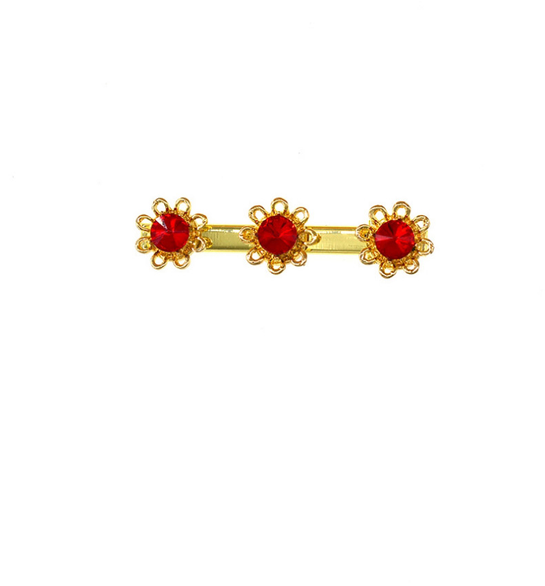 Fashion Golden Embossed Geometric Hairpin With Diamond Leaves,Hairpins