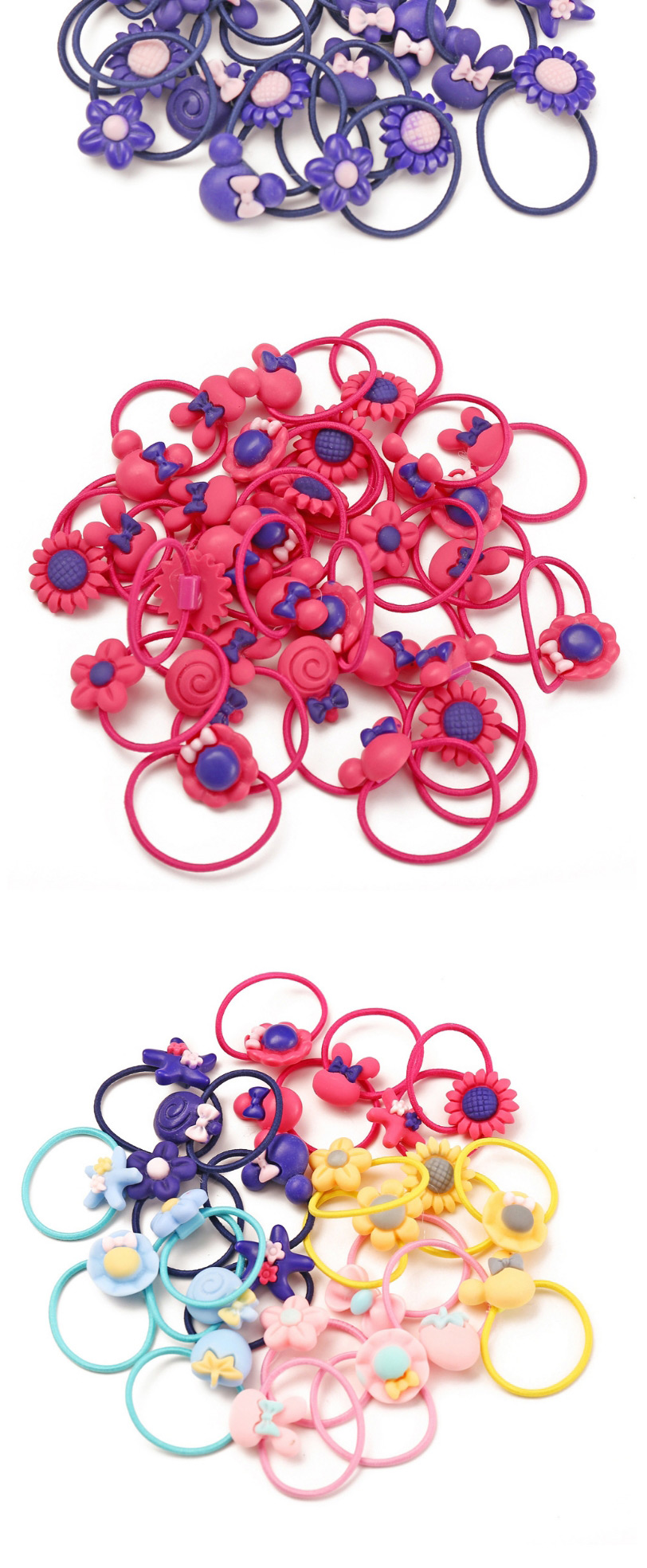 Fashion 30 Red Lollipop Bunny Sun Flower Geometric Children Hair Rope Set,Kids Accessories
