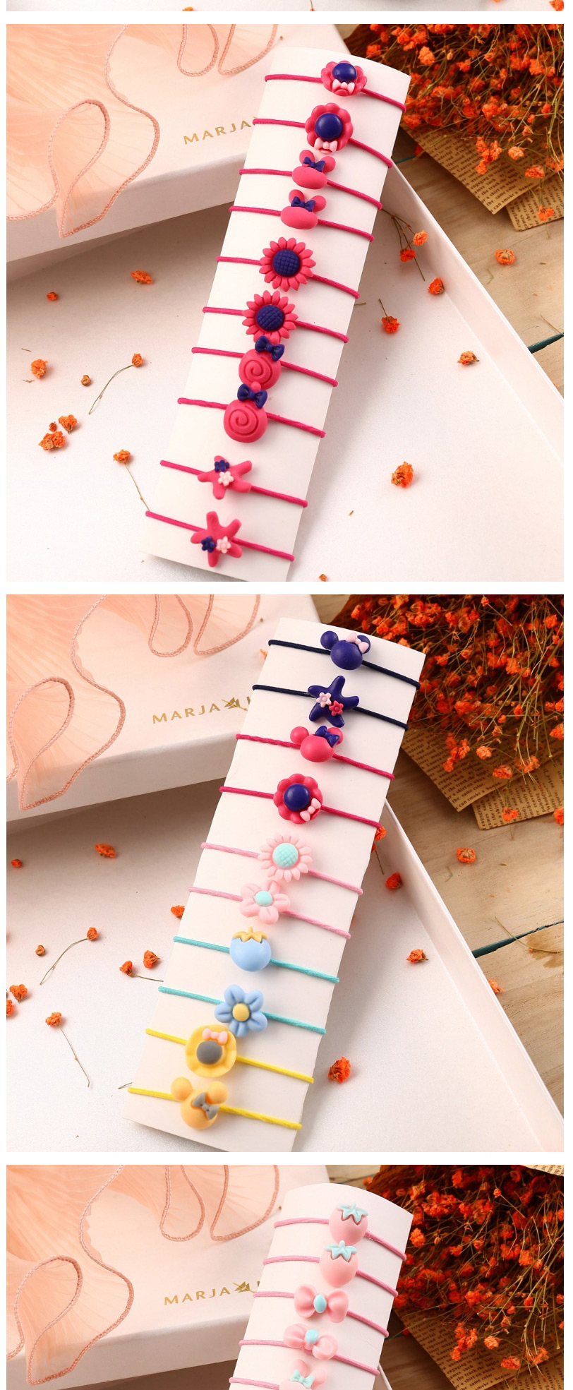 Fashion 20 Red Lollipop Bunny Sun Flower Geometric Children Hair Rope Set,Kids Accessories