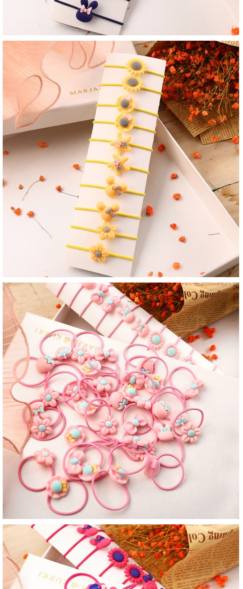 Fashion 30 Red Lollipop Bunny Sun Flower Geometric Children Hair Rope Set,Kids Accessories