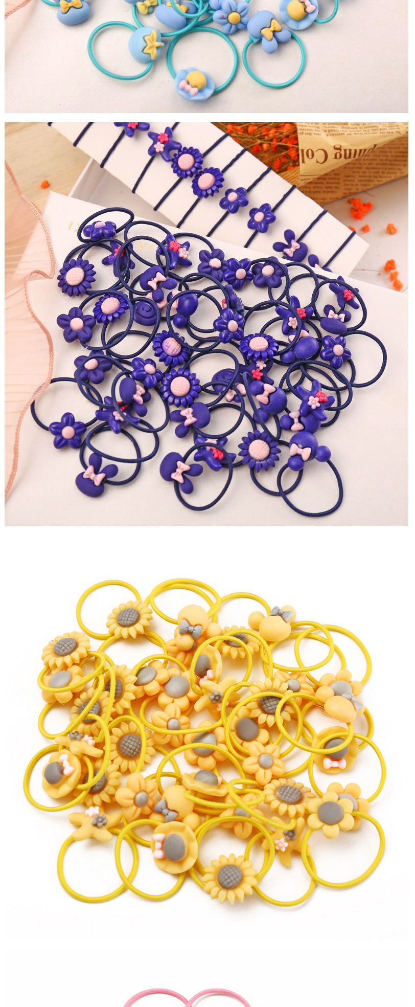 Fashion 30 Blue Flower Strawberry Star Geometric Children Hair Rope Set,Kids Accessories