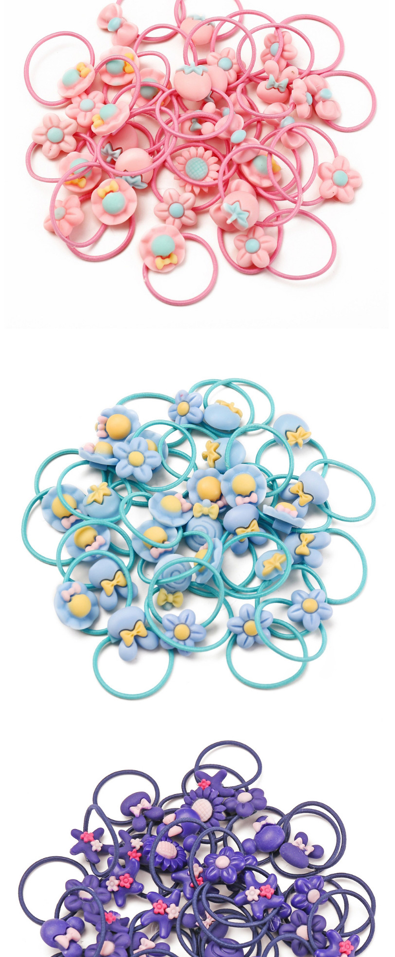 Fashion 10 Red Lollipop Bunny Sun Flower Geometric Children Hair Rope Set,Kids Accessories