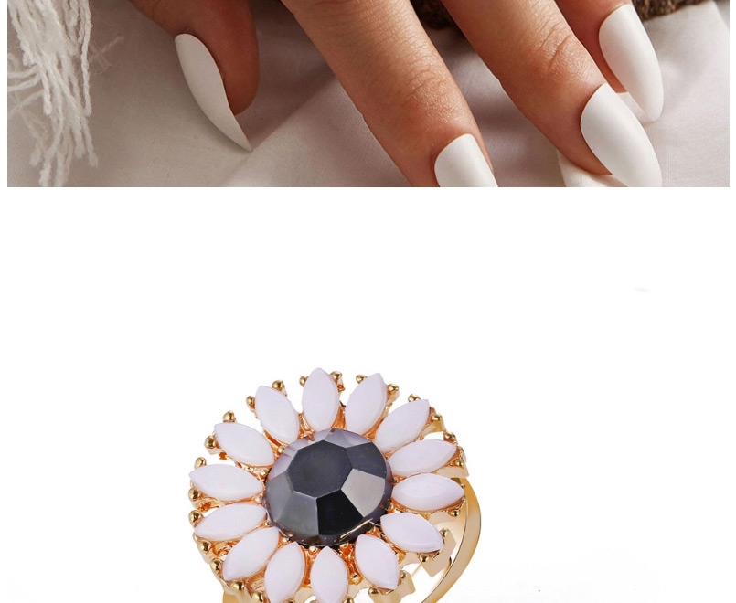 Fashion Golden Sunflower Resin Geometric Ring,Fashion Rings