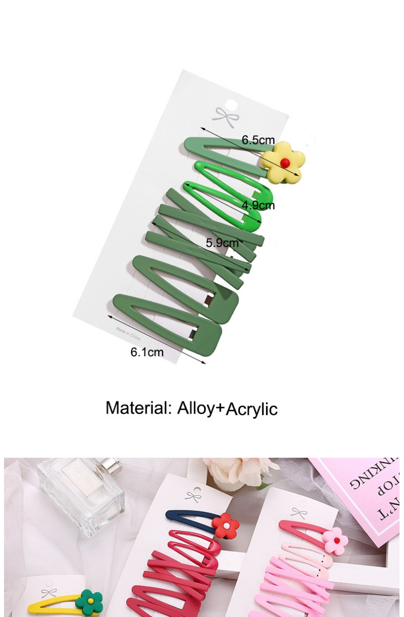 Fashion Green Flower Cross Geometric Hollow Hair Clip Set,Hairpins