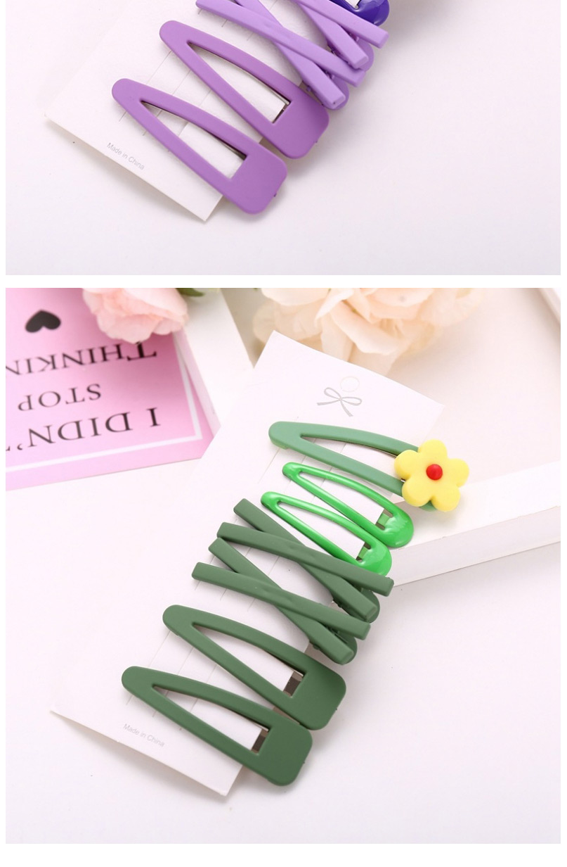 Fashion Green Flower Cross Geometric Hollow Hair Clip Set,Hairpins