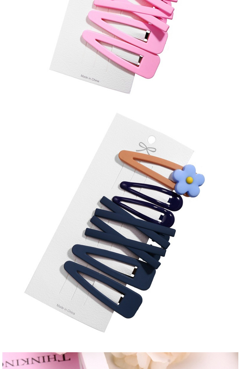 Fashion Navy Blue Flower Cross Geometric Hollow Hair Clip Set,Hairpins