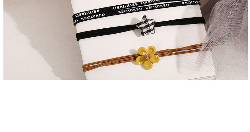 Fashion Black Love Flower Five-pointed Star Geometric Hair Rope Set,Hair Ring
