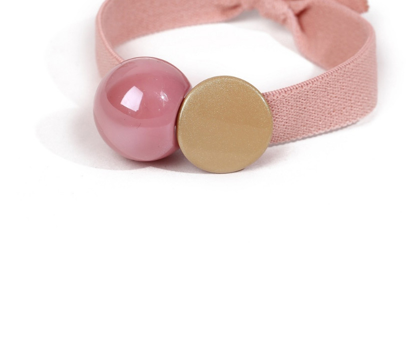 Fashion Pink Geometric Round Hair Rope With Thick Rubber Band And Bright Beads,Hair Ring