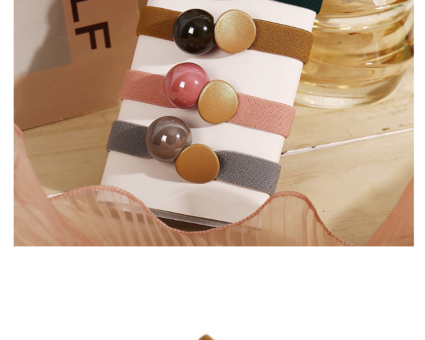 Fashion Brown Geometric Round Hair Rope With Thick Rubber Band And Bright Beads,Hair Ring