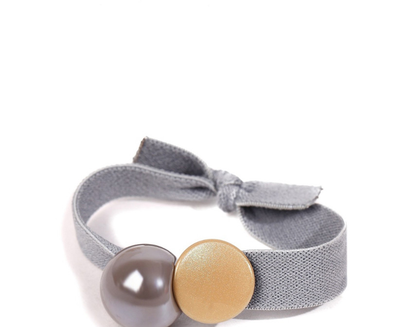 Fashion Gray Geometric Round Hair Rope With Thick Rubber Band And Bright Beads,Hair Ring