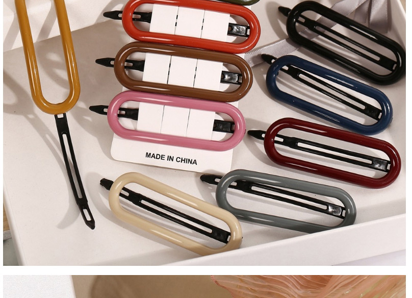 Fashion Pink Geometric Oval Hollow Hairpin,Hairpins