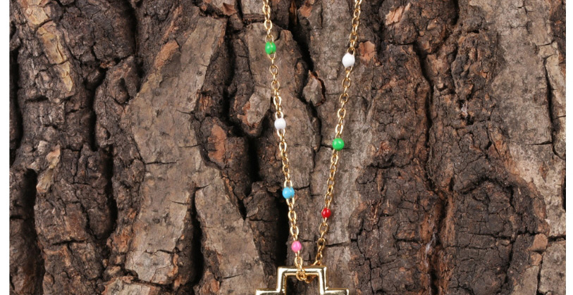 Fashion Golden Diamond-cut Hollow Cross Stainless Steel Necklace,Necklaces
