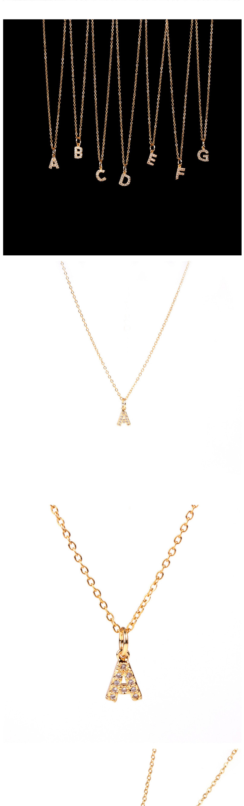 Fashion Golden H Diamond Clavicle Chain Diamond Letters Necklace,Necklaces