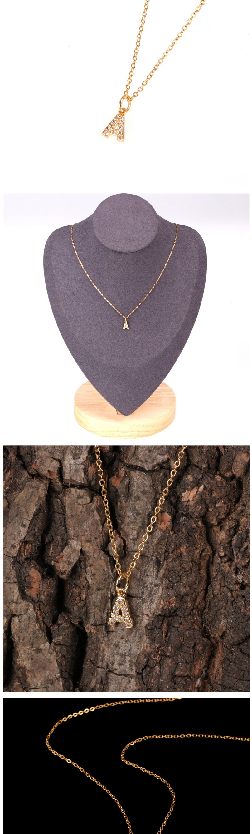 Fashion Golden V Diamond Clavicle Chain Diamond Letters Necklace,Necklaces