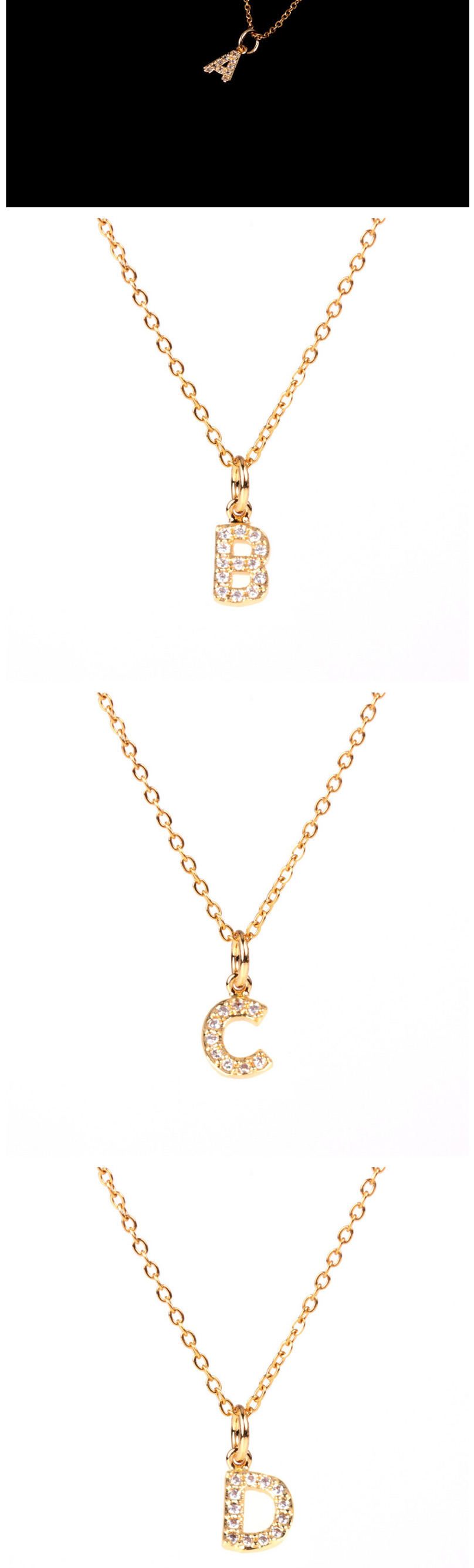 Fashion Golden I Diamond Clavicle Chain Diamond Letters Necklace,Necklaces