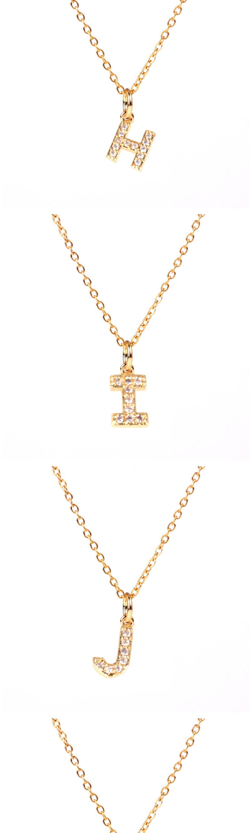 Fashion Golden I Diamond Clavicle Chain Diamond Letters Necklace,Necklaces