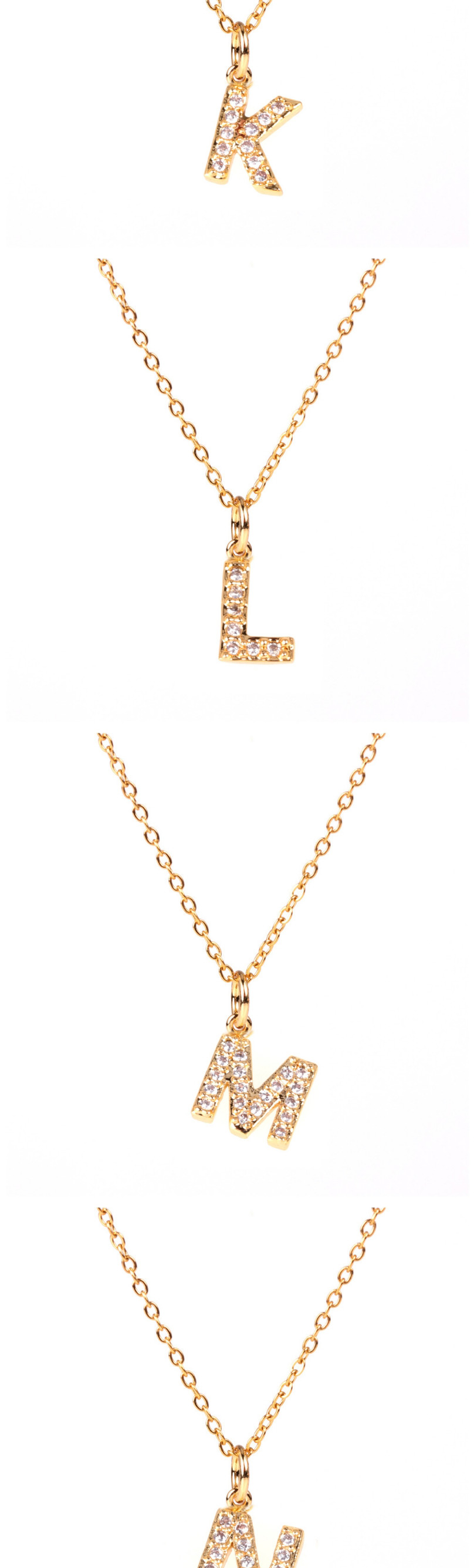Fashion Golden R Diamond Clavicle Chain Diamond Letters Necklace,Necklaces