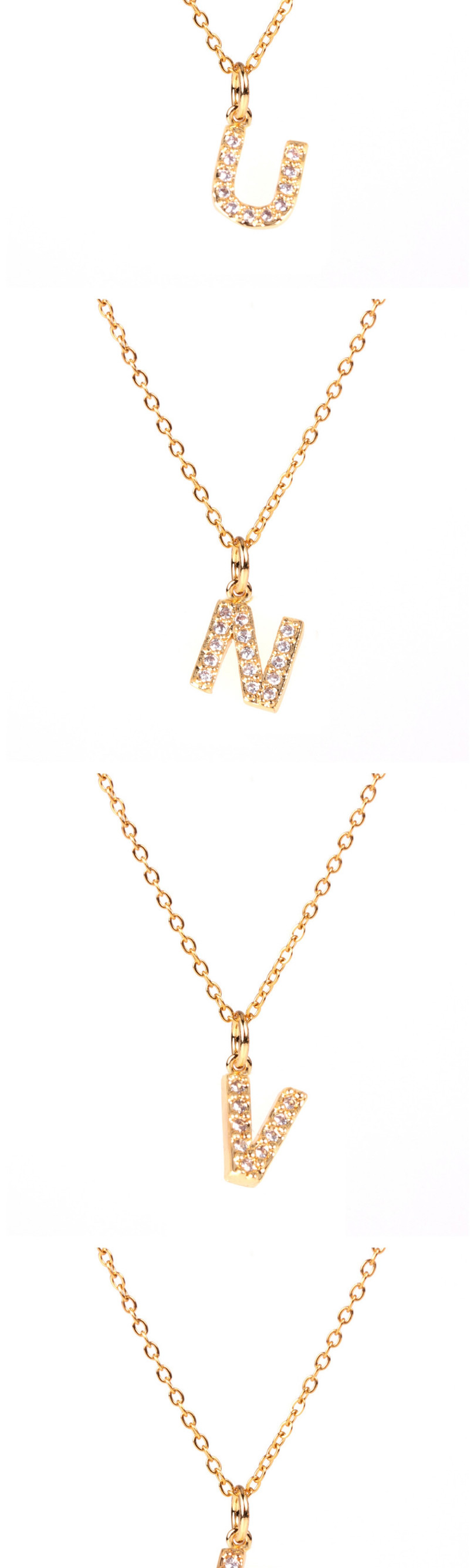 Fashion Golden O Diamond Clavicle Chain Diamond Letters Necklace,Necklaces