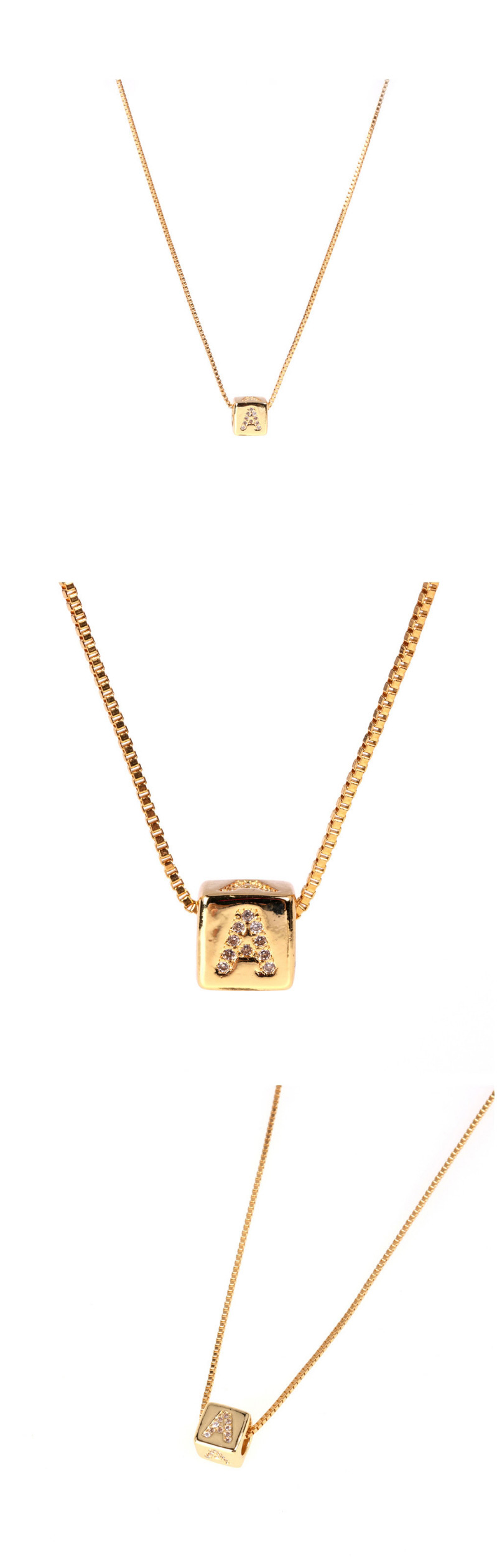 Fashion Golden X Letter Cube Dice Zircon Clavicle Necklace,Necklaces