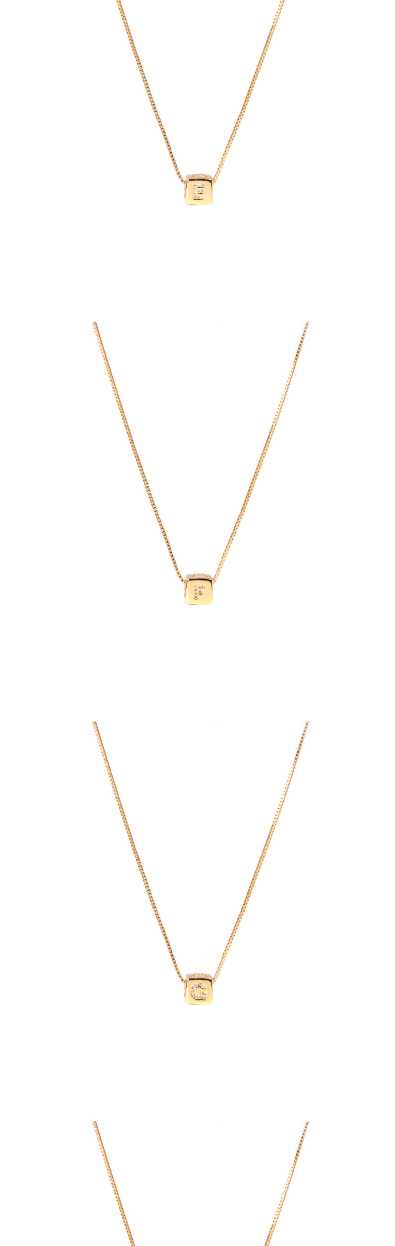 Fashion Golden C Letter Cube Dice Zircon Clavicle Necklace,Necklaces