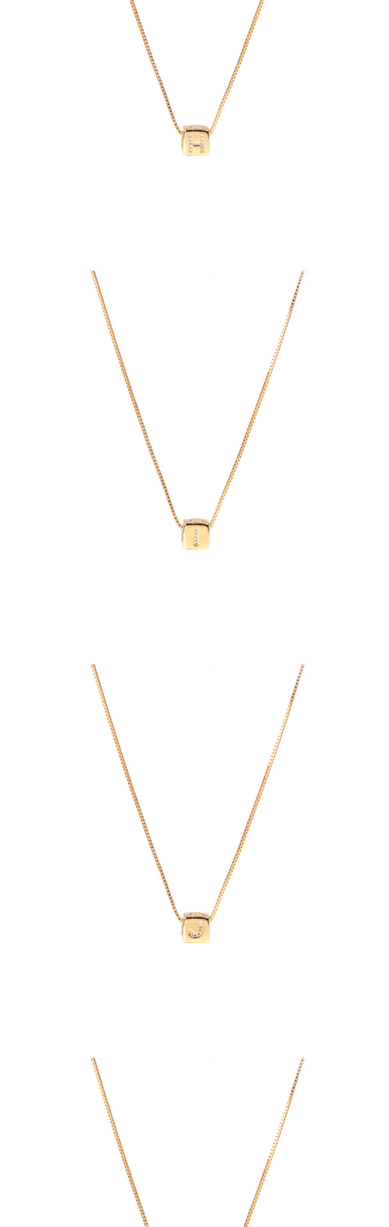 Fashion Golden L Letter Cube Dice Zircon Clavicle Necklace,Necklaces