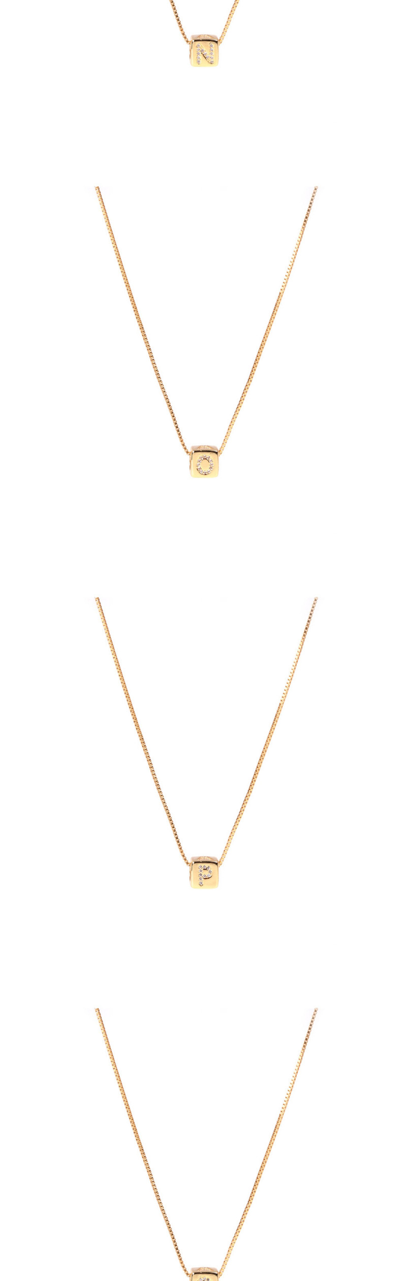 Fashion Golden B Letter Cube Dice Zircon Clavicle Necklace,Necklaces