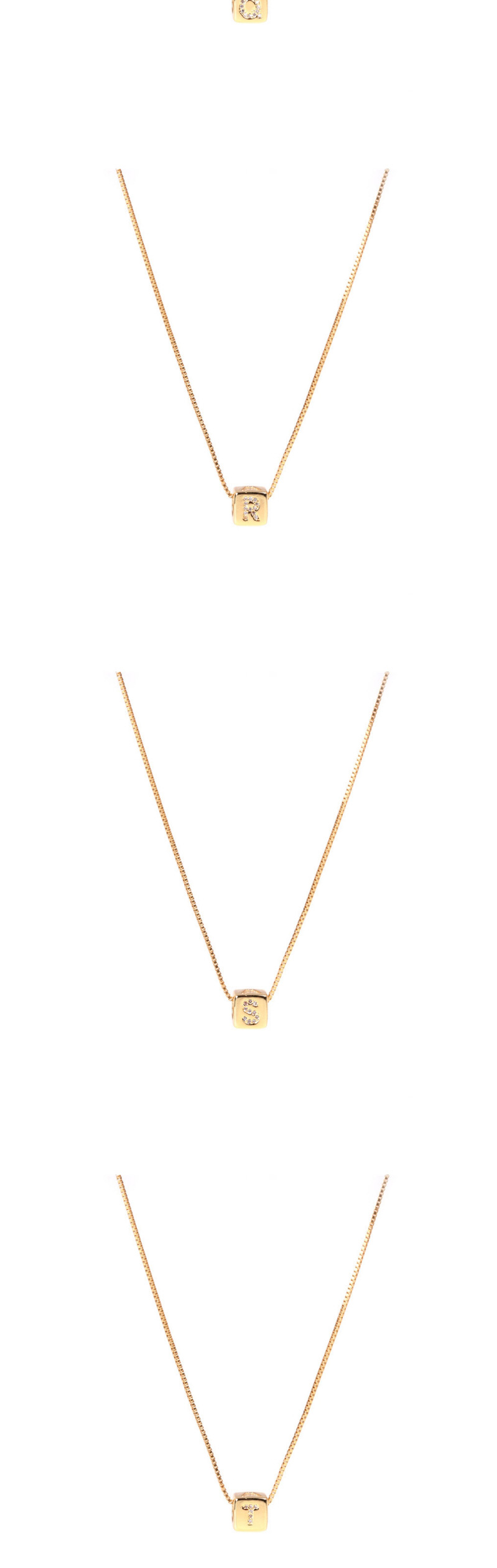 Fashion Golden N Letter Cube Dice Zircon Clavicle Necklace,Necklaces
