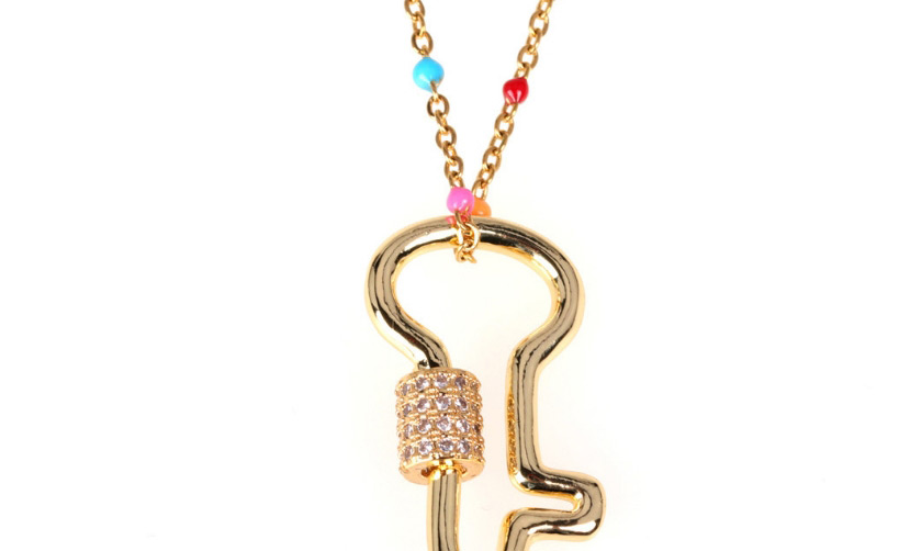 Fashion Golden Diamond Keyed Resin Hollow Alloy Necklace,Necklaces