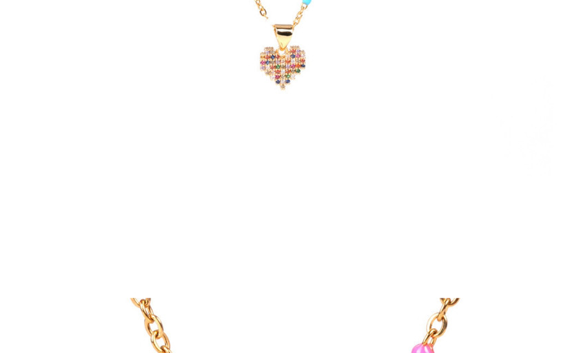 Fashion Golden Love Resin Alloy Necklace With Color Diamonds,Necklaces