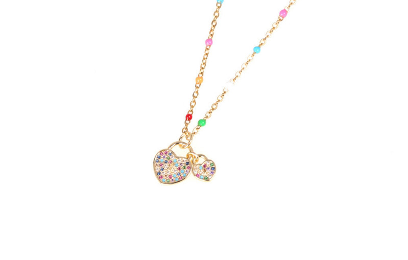 Fashion Golden Lock Shaped Love Micro-set Zircon Hollow Resin Necklace,Necklaces