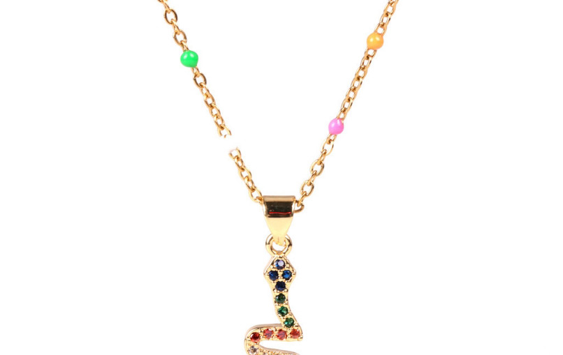 Fashion Golden Diamond And Serpentine Resin Alloy Necklace,Necklaces