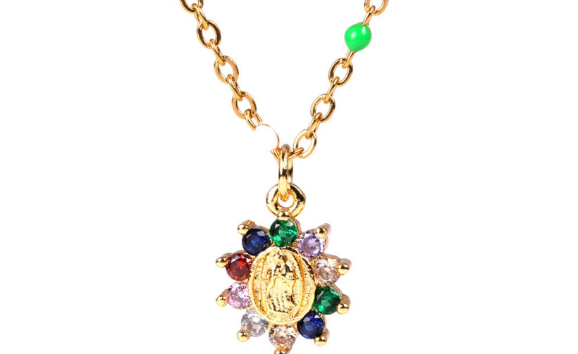 Fashion Golden Virgin Mary Micro-set Zircon Necklace,Necklaces