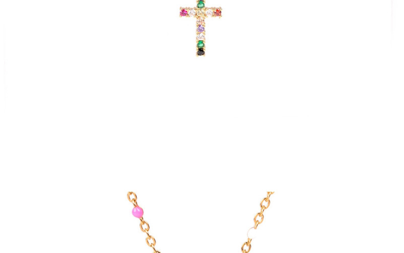 Fashion Golden Diamond Cross Stainless Steel Necklace,Necklaces