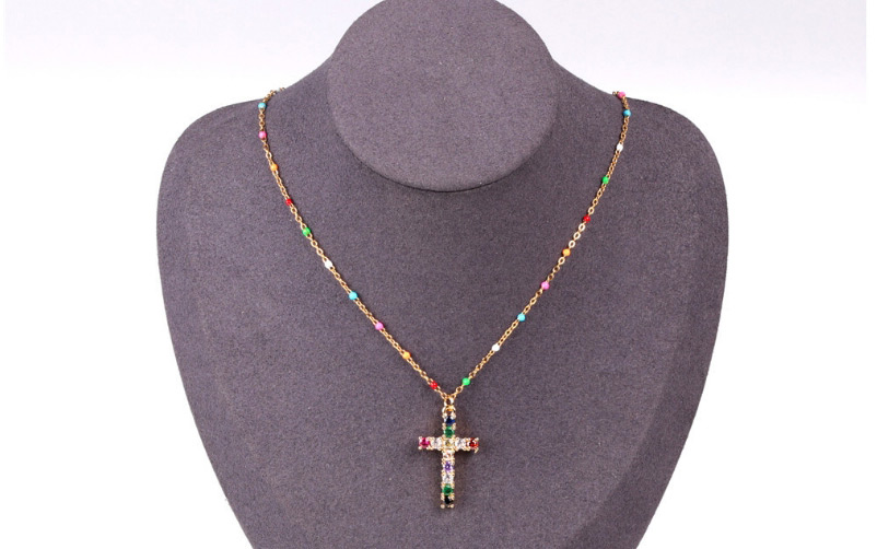 Fashion Golden Diamond Cross Stainless Steel Necklace,Necklaces