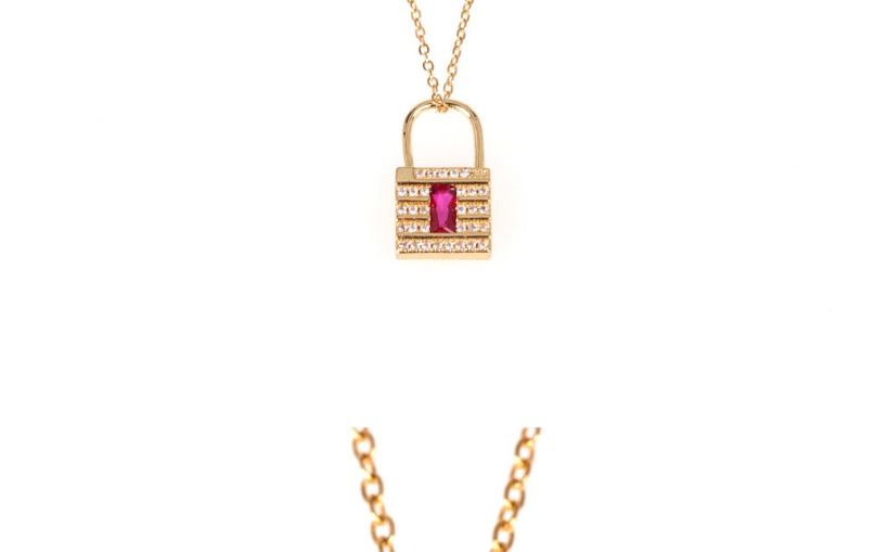 Fashion Golden Diamond Lock Stainless Steel Clavicle Chain,Necklaces