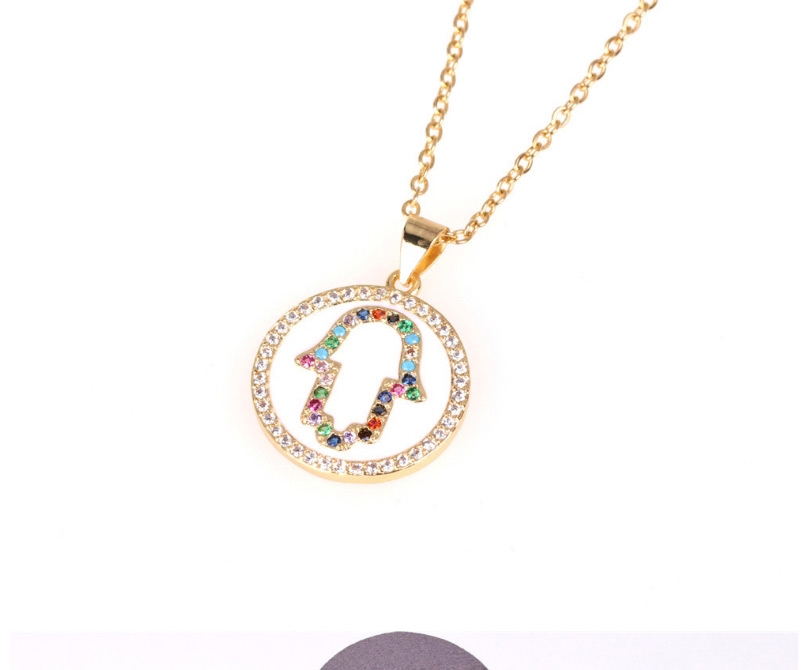 Fashion White Round Palm Necklace With Drops Of Oil And Diamonds,Necklaces