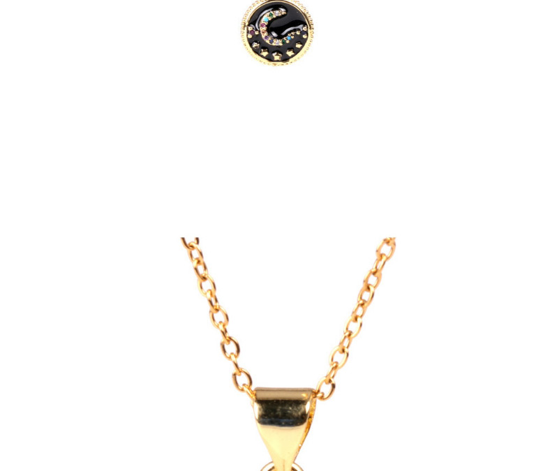 Fashion White Round Moon Alloy Necklace With Dripping Oil And Diamonds,Necklaces
