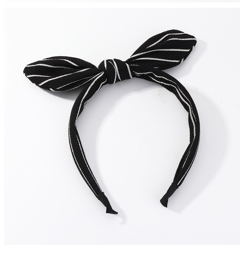 Fashion Black Striped Contrast Color Knotted Rabbit Ear Headband,Head Band