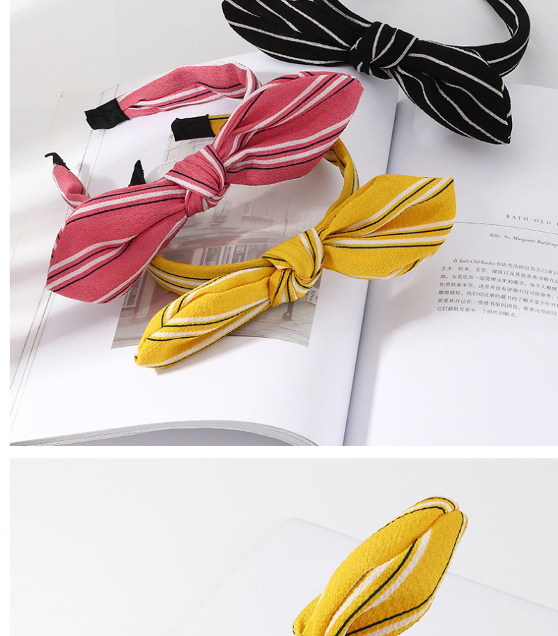 Fashion Pink Striped Contrast Color Knotted Rabbit Ear Headband,Head Band