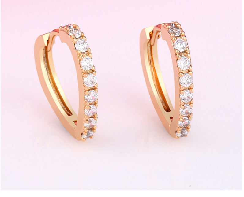 Fashion A Gold Diamond Heart Heart Earrings,Earrings