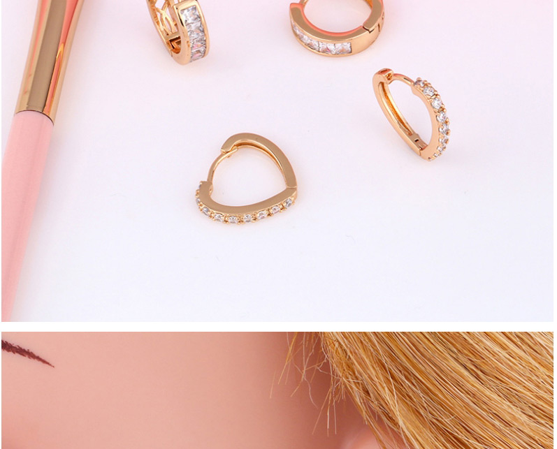 Fashion B Gold Diamond Heart Heart Earrings,Earrings