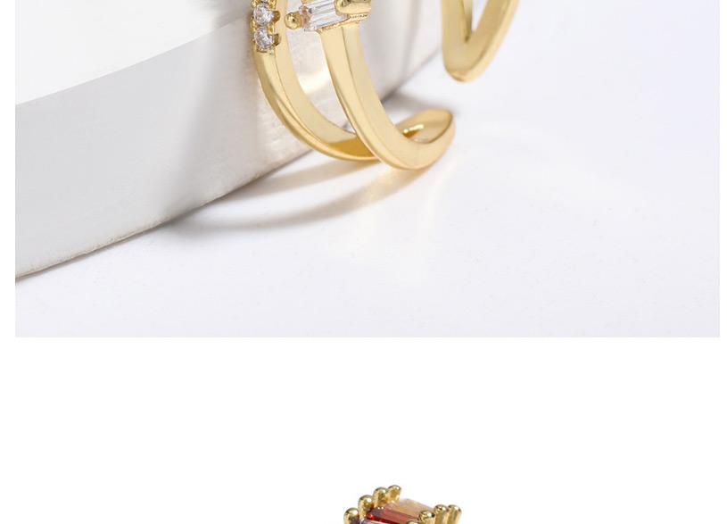Fashion Golden Geometric Cross Copper Micro-set Color Zircon Open Ring,Rings