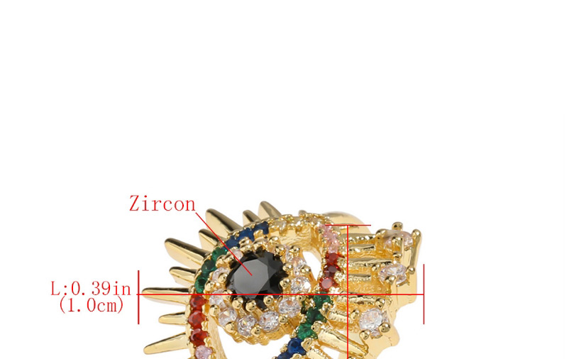 Fashion Golden Eye Copper Micro-set Color Zircon Open Ring,Rings