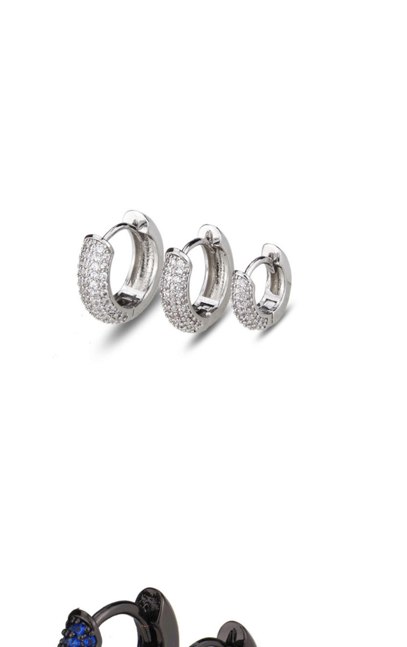  Large Platinum Black Zirconium Gold-plated Geometric Round Earrings With Zircon,Earrings