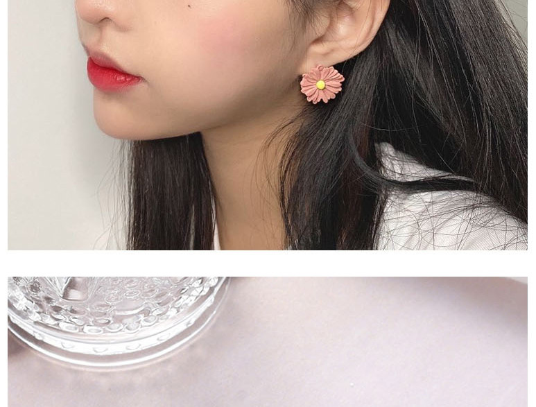  Pink Small Daisy Flower Multi-layer Color Stud Earrings,Stud Earrings