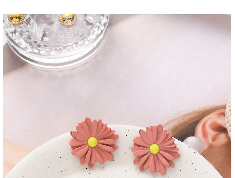  Pink Small Daisy Flower Multi-layer Color Stud Earrings,Stud Earrings