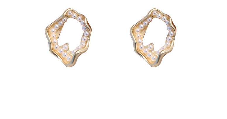  Golden Geometric Pearl Irregular Hollow Earrings,Hoop Earrings