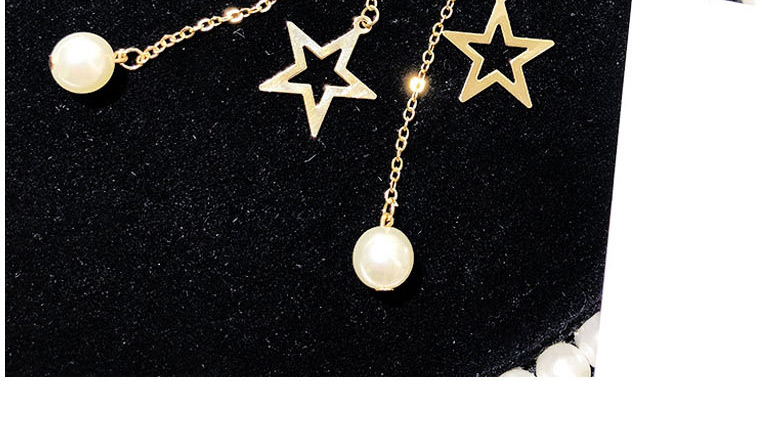  Golden Diamond Five-pointed Star Chain Earrings,Drop Earrings